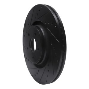 Ford Focus Brake Rotor (1) - Front Left - R1 Concepts - Drilled & Slotted - Black - `14-`19